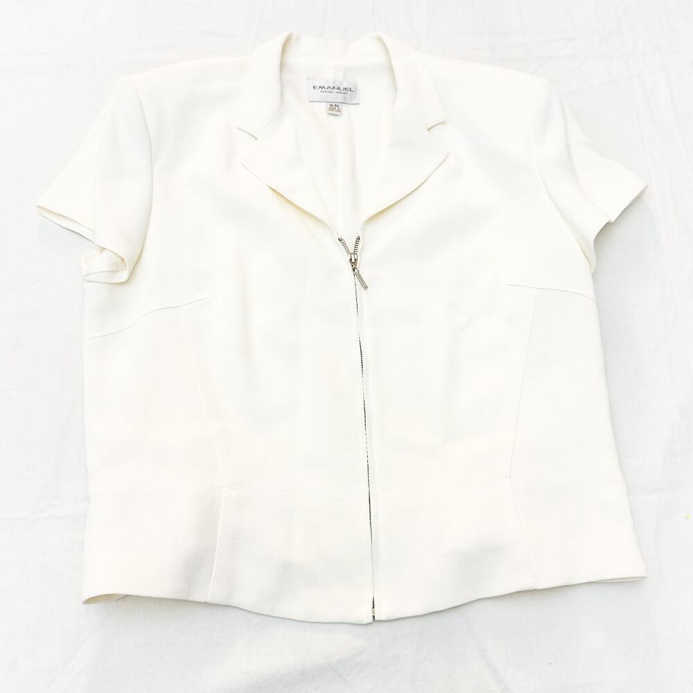 Emanuel Ungaro Fully Lined Cream Zippered Rayon Blazer Jacket Size 16 / 50 NWT